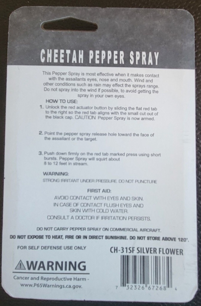 1 1/2 KEY CHAIN PEPPER SPRAY WITH POUCH CHEETAH