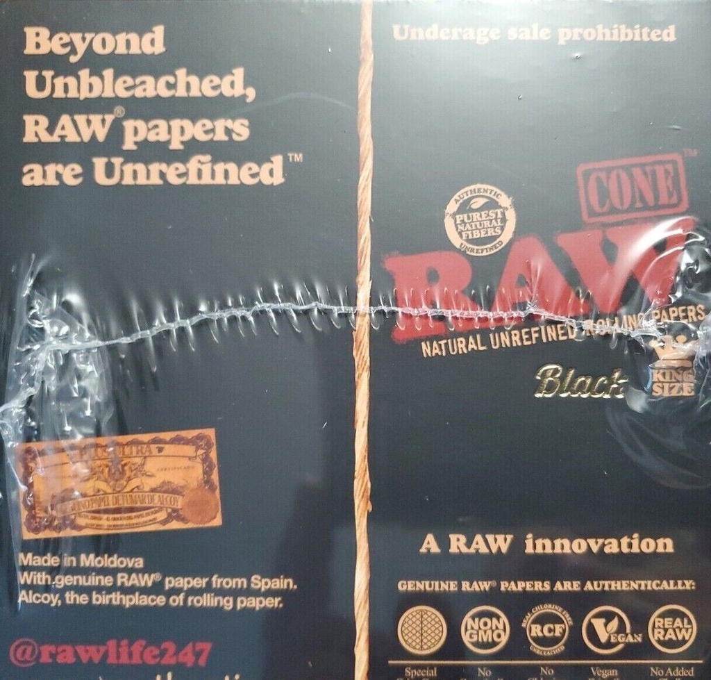 RAW CONE BLACK KING SIZE 3/pack 