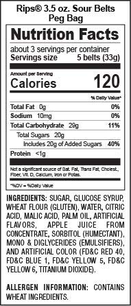 RIPS SOUR BELTS 3.5oz 12ct