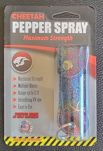 1 1/2 KEY CHAIN PEPPER SPRAY WITH POUCH CHEETAH