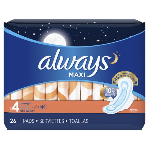 ALWAYS MAXI OVERNIGHT FLEXY SIZE 4 26ct