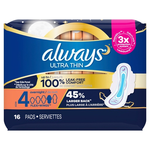 ALWAYS ULTRA THIN PADS LEAK GUARD SIZE 4