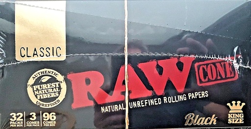 RAW CONE BLACK KING SIZE 32/3pack